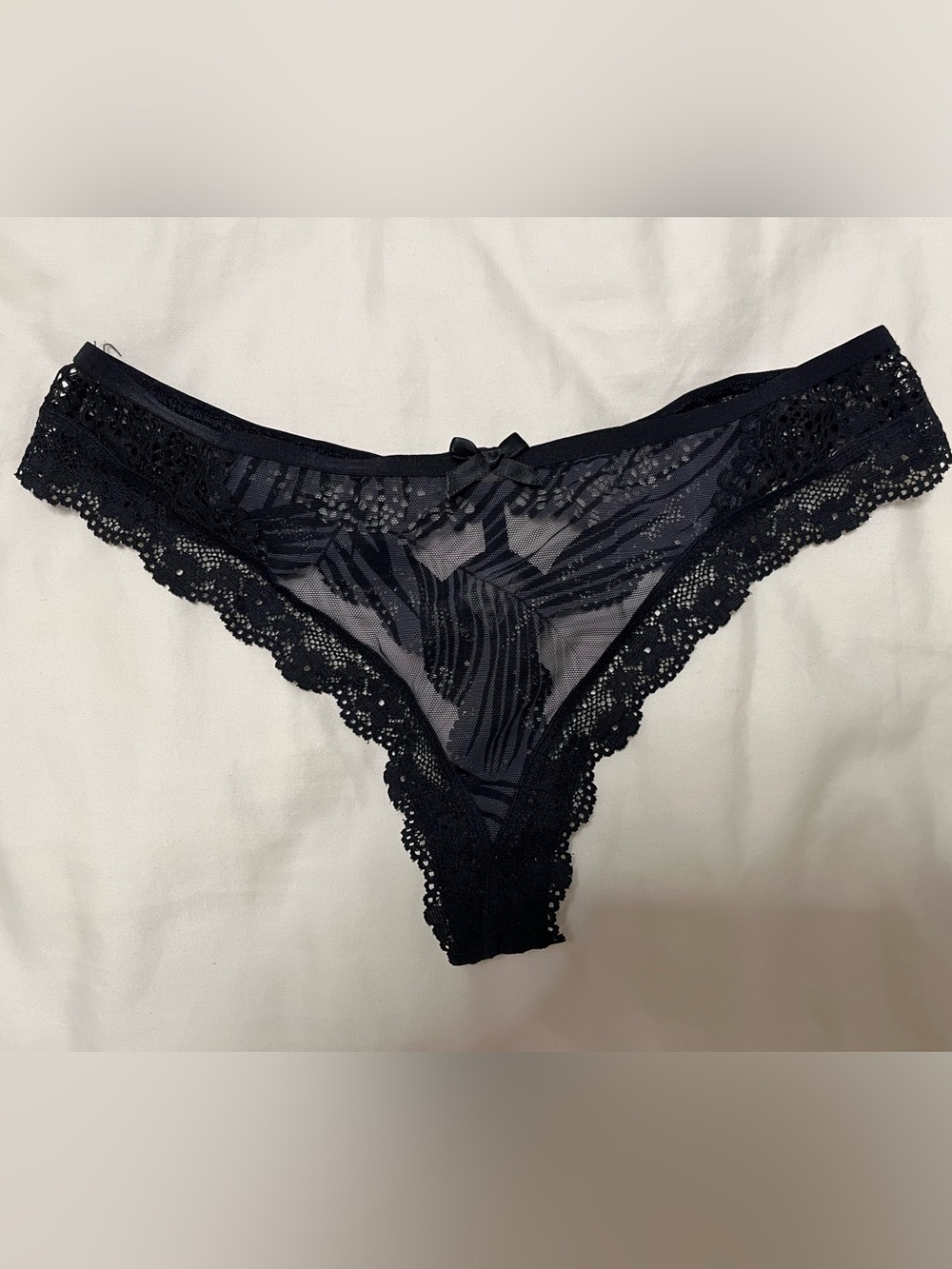 Victoria's Secret Black Sheer Lace Bikini Panty Thong